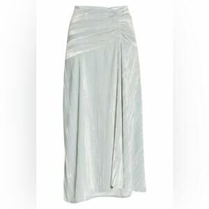 Vince Womens Skirt 6 Pale Sea Glass Velvet Ruched Paneled